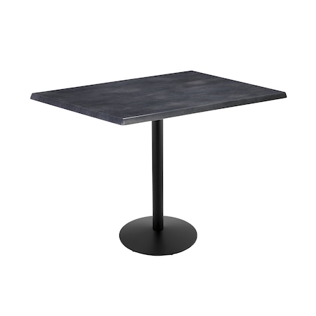 Holland Bar Stool Co 42" Tall OD214 Black Table Base 22" Diameter Foot 30" x 48" Black Steel Top by the HollBar Stool Co. OD214-2242BWOD3048BlkStl